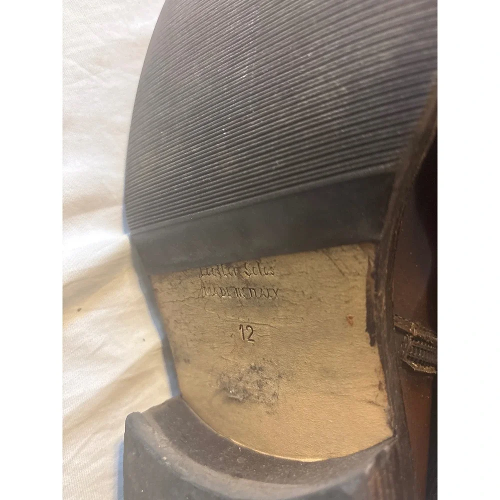 Kenneth Cole  Leather Cap Toe Ankle Boots Mens 12 Brown Side Zip Made in Italy